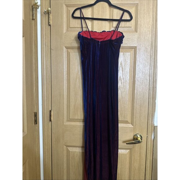 Dollar vintage velvet rose trim slip dress burgundy made in USA size L - Picture 8 of 11